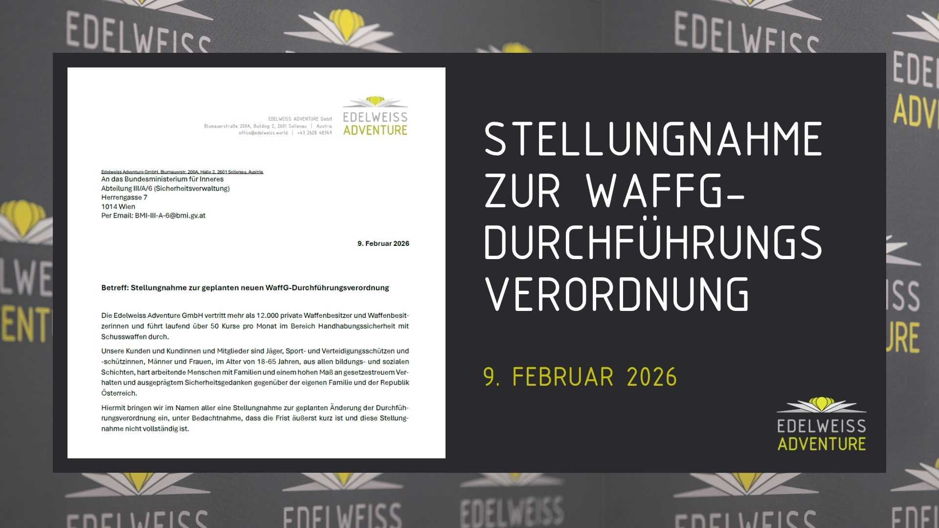 Symbolbild inkl. kleiner Ansicht der Stellungnahme zur Änderung des Waffengesetzes