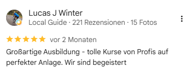 Google Rezension 11_kurz Screenshot einer Google Rezension: Großartig, wir sind begeistert