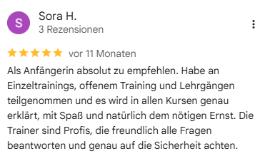 Google Rezension 12_Anfängerin Screenshot einer Google Rezension: Als Anfängerin absolut zu empfehlen