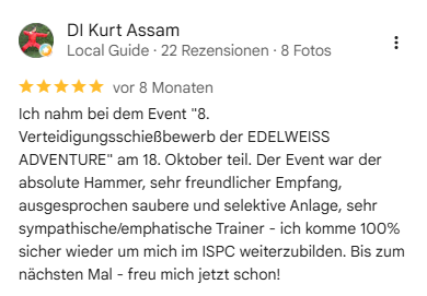 Google Rezension 17_Bewerb Screenshot einer Google Rezension: Bewerb war hammer, bis zum nächsten Mal