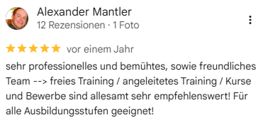 _Google Rezension 3_alle angebote und für alle levels – Kopie Screenshot einer Google Rezension: für alle Ausbildungsstufen geeignet