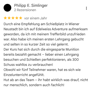 _Google Rezension 4_Lernen statt verballern Screenshot einer Google Rezension: Auf Empfehlung gekommen und selten in so kurzer Zeit so viel gelernt ohne wahllos zu verballern
