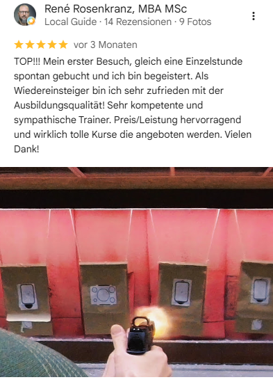 Google Rezension 9_als wiedereinsteiger zufrieden Screenshot einer Google Rezension: TOP!!! Ausbildungsqualität, Preis/Leistung