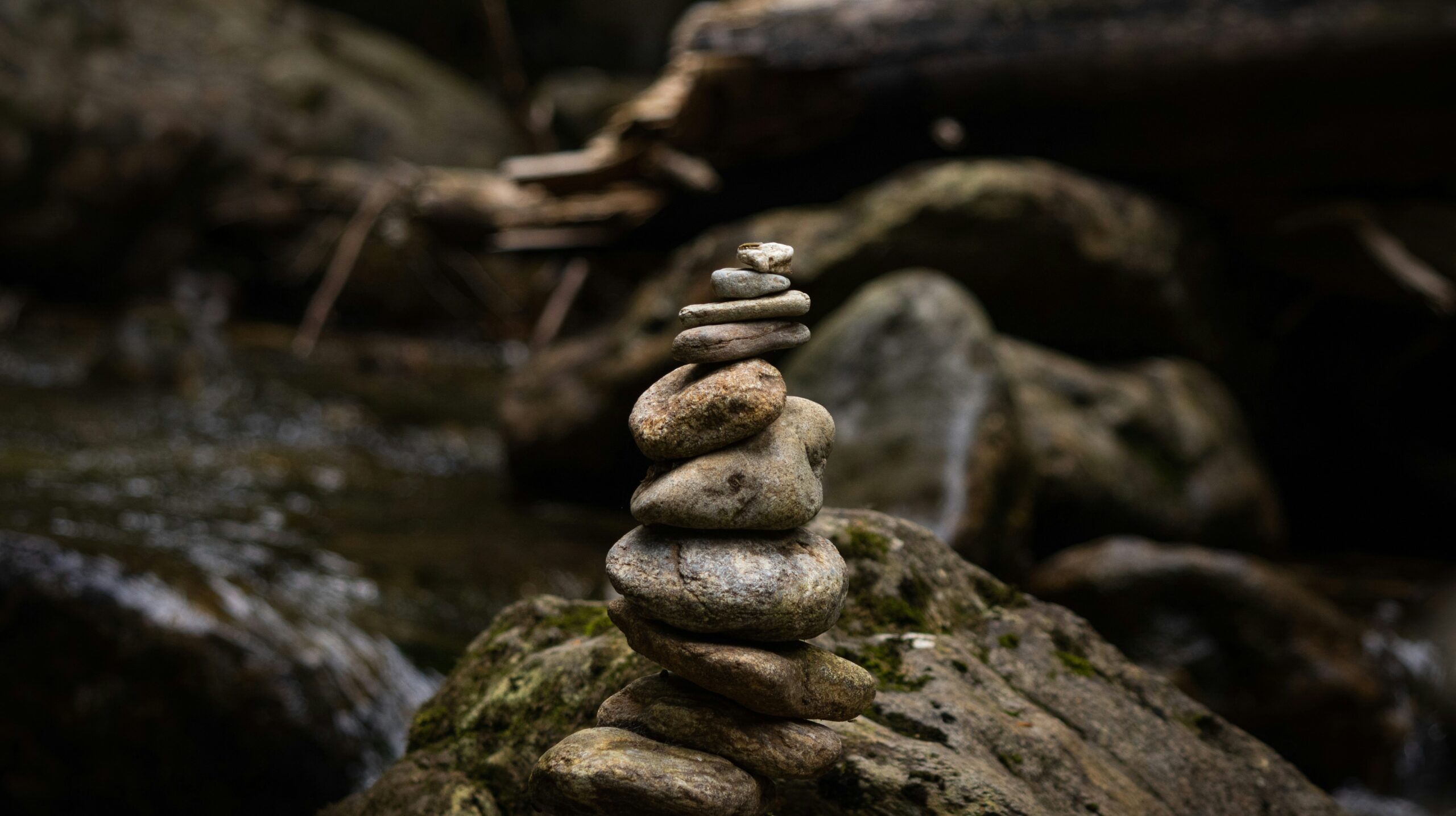 Waffenpsychologisches Gutachten_Symbolfoto emotionale Stabilität, Ausgeglichenheit, Verlässlichkeit-unsplash Waffenpsychologisches-Gutachten_Symbolfoto-emotionale-Stabilitaet-Ausgeglichenheit-Verlaesslichkeit - übereinander gestapelte Steinchen im Wald