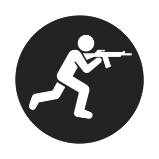 Icon Mensch läuft mit Gewehr