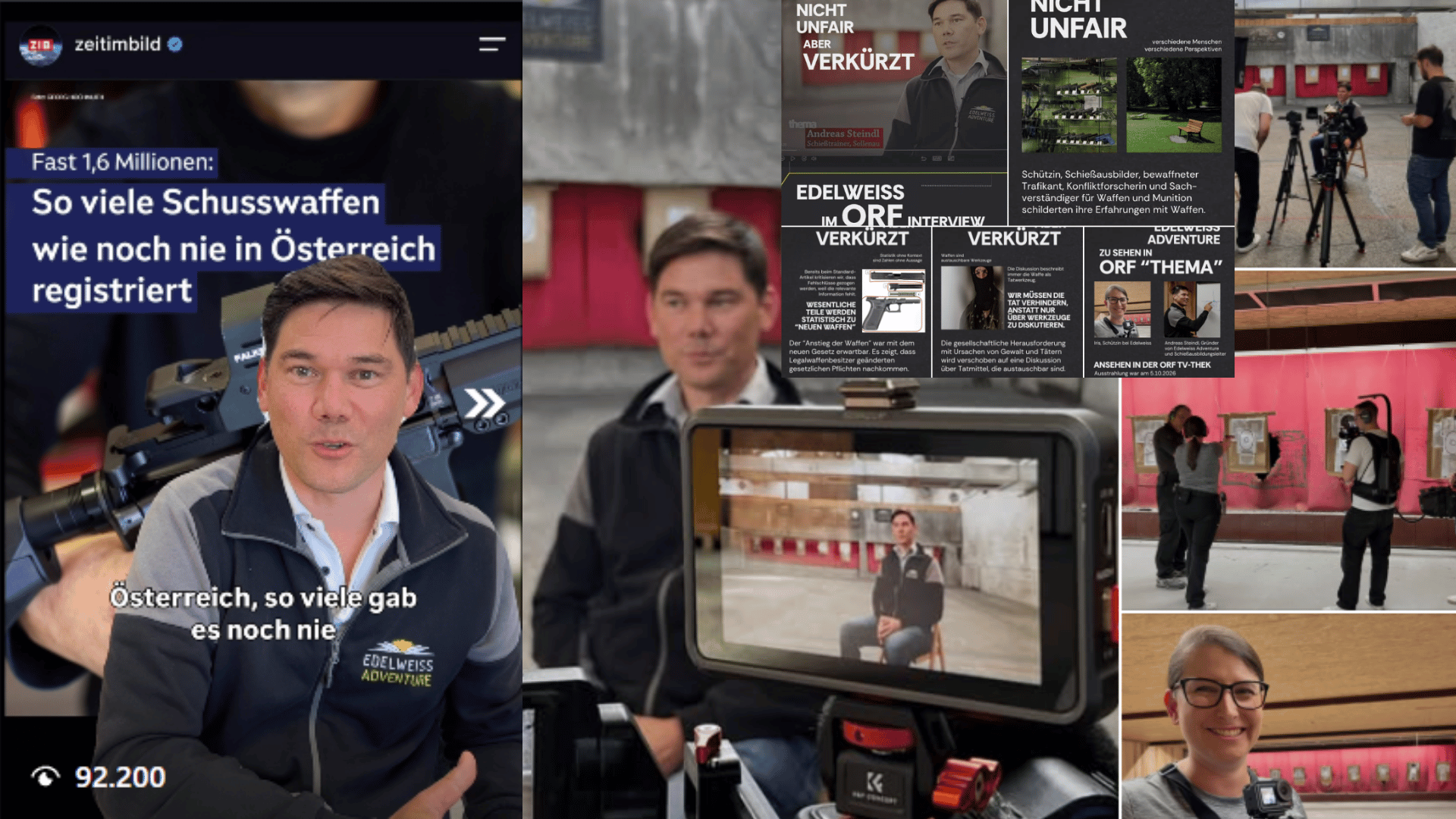 Edelweiss Social Media Beiträge als Reaktion auf die Berichte von Standard und ORF über mehr Waffen
